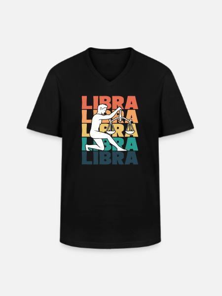 Libra Zodiac Birthday - Men's V-Neck T-Shirt - black