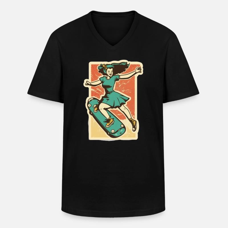Skater-Mädchen - Männer-T-Shirt mit V-Ausschnitt - Schwarz