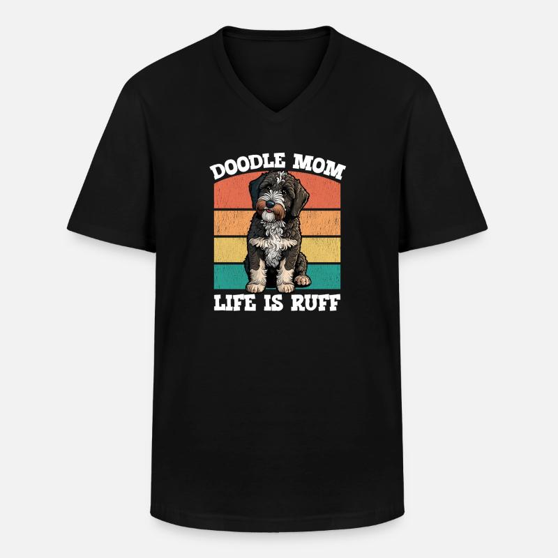 Doodle Mama Life Is Ruff - Männer-T-Shirt mit V-Ausschnitt - Schwarz