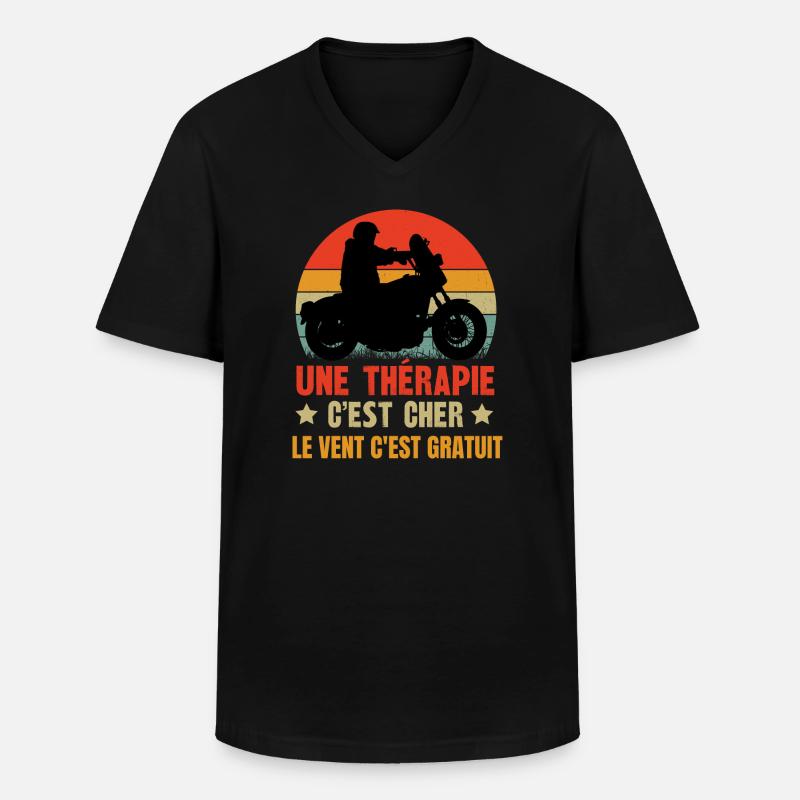 le vent c'est gratuit - T-shirt col V Homme - noir