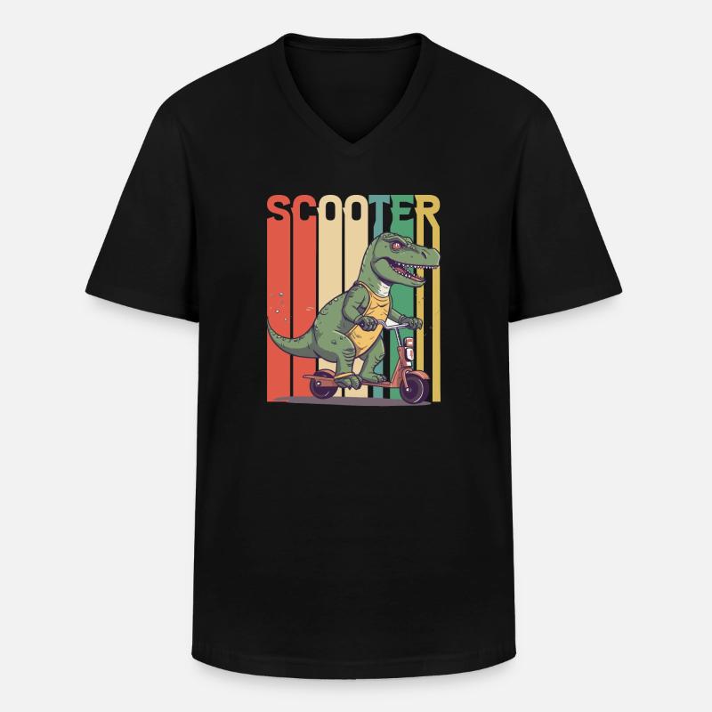 Scootering T Rex - Männer-T-Shirt mit V-Ausschnitt - Schwarz
