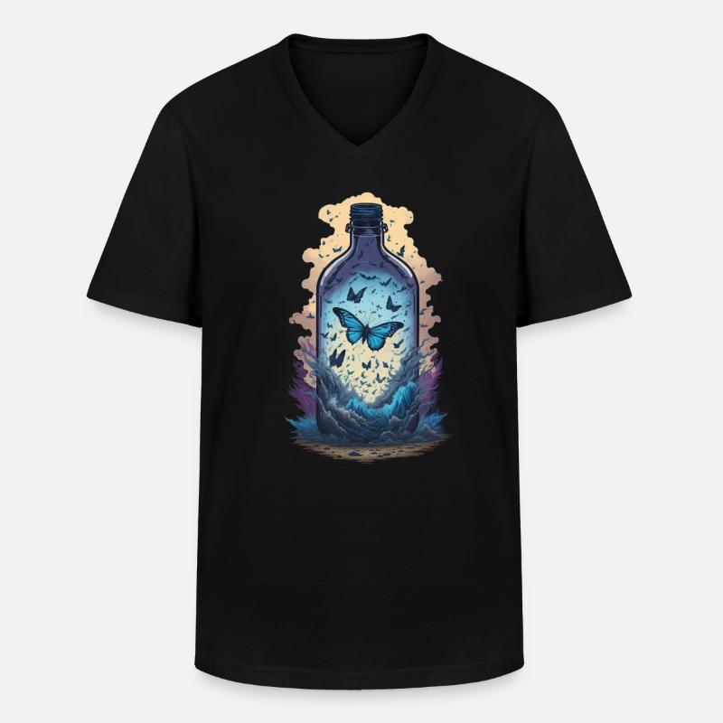 Schmetterling - Männer-T-Shirt mit V-Ausschnitt - Schwarz