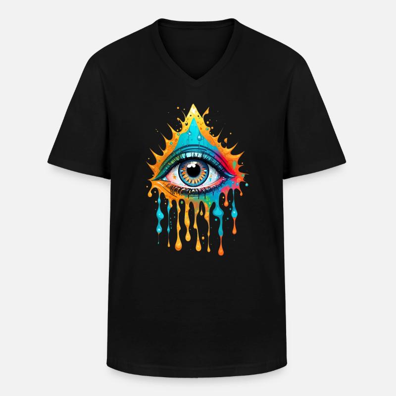 Paint Splash Eye Design - Männer-T-Shirt mit V-Ausschnitt - Schwarz
