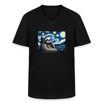 Nuit étoilée paresseuse - T-shirt col V Homme - noir - Devant - AI Model Male 178 dark (178cm)