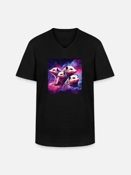 Possoms d’espace - T-shirt col V Homme - noir
