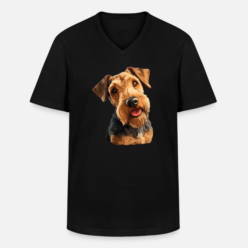 Welsh Terrier - Männer-T-Shirt mit V-Ausschnitt - Schwarz
