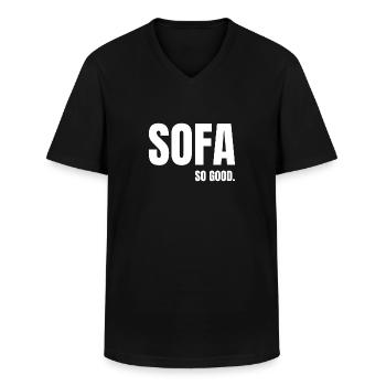 lazy lazy lazy lazy funny saying - Men's V-Neck T-Shirt - black - Front - AI Model Male 178 dark (178cm)
