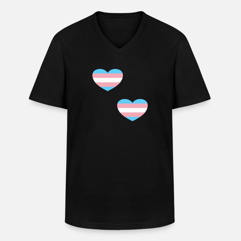 Coeurs de drapeau trans - T-shirt col V Homme - noir
