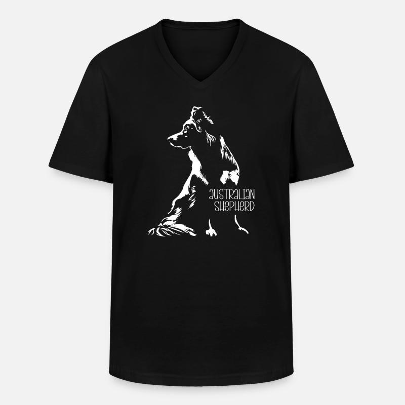 Australian Shepherd Silhouette Aussie Wilsigns - Männer-T-Shirt mit V-Ausschnitt - Schwarz