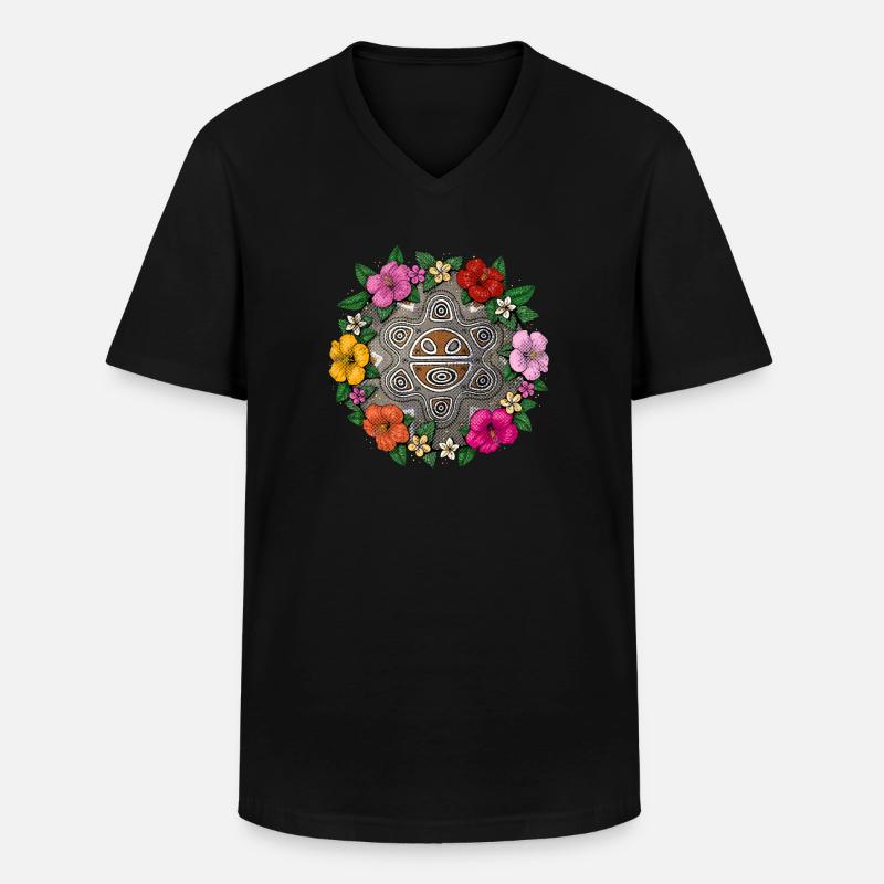 Taino Sonne - Männer-T-Shirt mit V-Ausschnitt - Schwarz