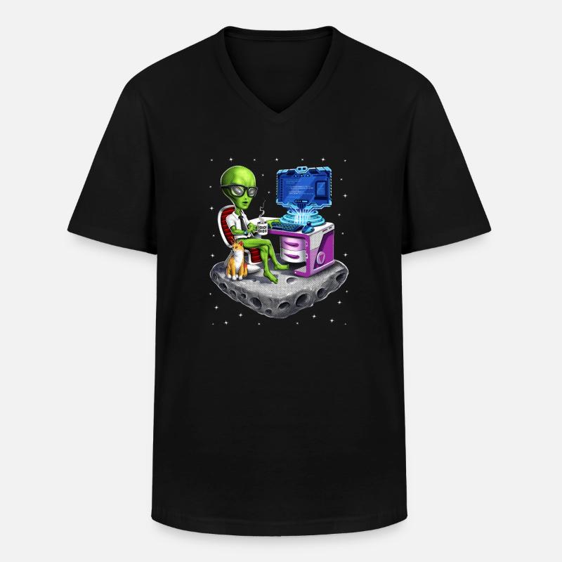 Programmeur extraterrestre de l’espace - T-shirt col V Homme - noir