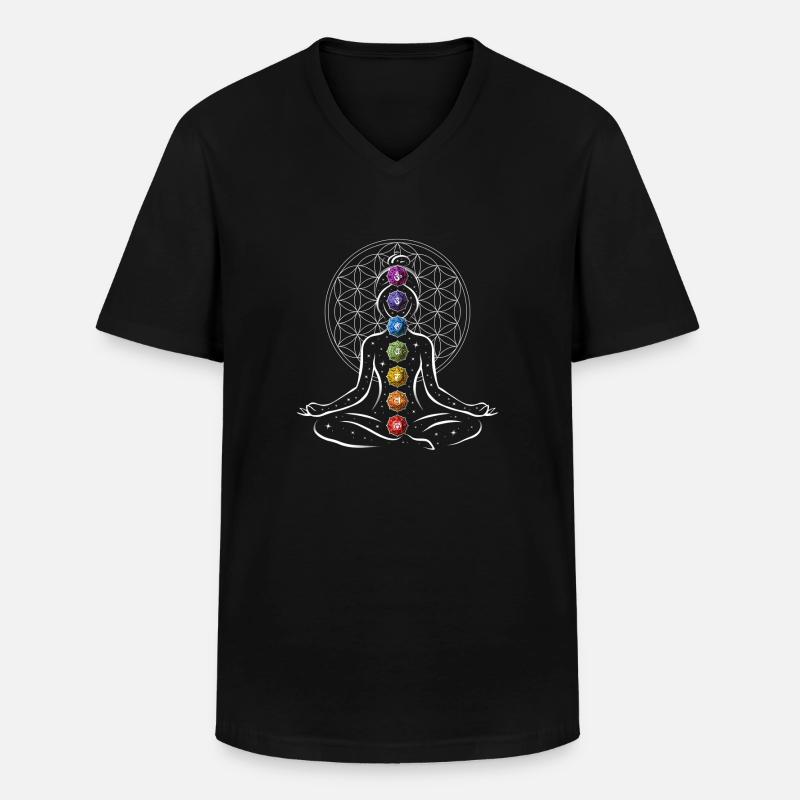 Meditations-Chakra - Männer-T-Shirt mit V-Ausschnitt - Schwarz
