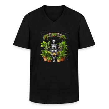 Skelett Pflanzen Liebhaber - Männer-T-Shirt mit V-Ausschnitt - Schwarz - Vorne - AI Model Male 178 dark (178cm)