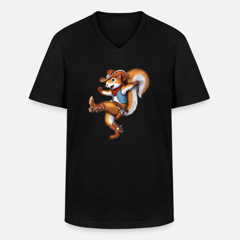 Eichhörnchen Cowboy - Männer-T-Shirt mit V-Ausschnitt - Schwarz
