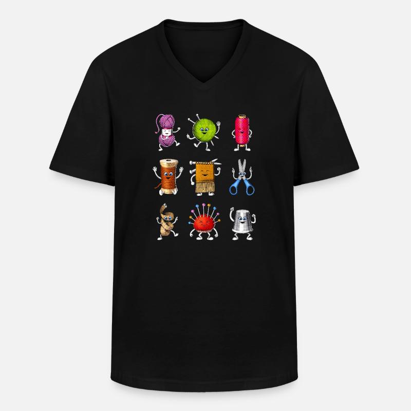 Häkel-Set - Männer-T-Shirt mit V-Ausschnitt - Schwarz