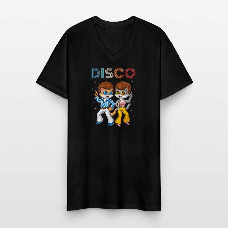 Chats disco T-shirt col V Homme