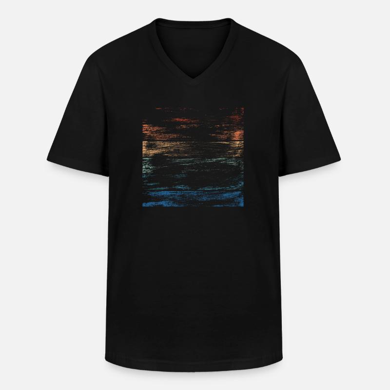 Retro Regenbogen Distressed Pinselstriche - Männer-T-Shirt mit V-Ausschnitt - Schwarz