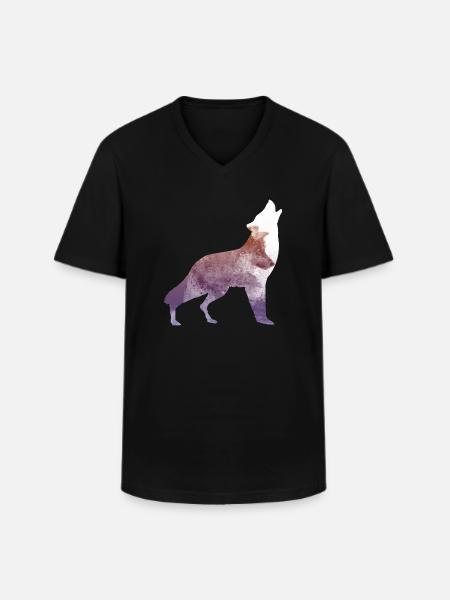 wolf - Men's V-Neck T-Shirt - black