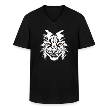 Lynx head Lynx head - Men's V-Neck T-Shirt - black - Front - AI Model Male 178 dark (178cm)