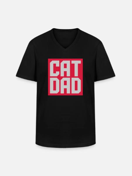 Shield Cat Dad Design - Men's V-Neck T-Shirt - black