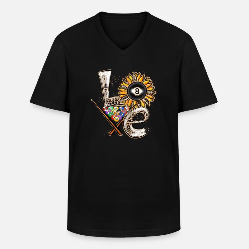 Love Billard Player - Männer-T-Shirt mit V-Ausschnitt - Schwarz