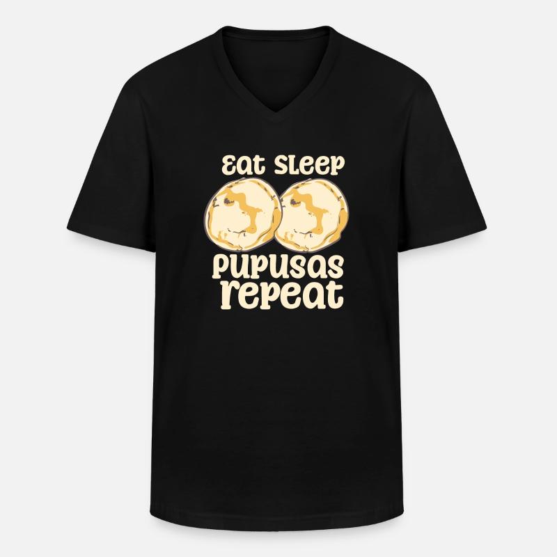 Eat Sleep Pupusas Repeat - Männer-T-Shirt mit V-Ausschnitt - Schwarz