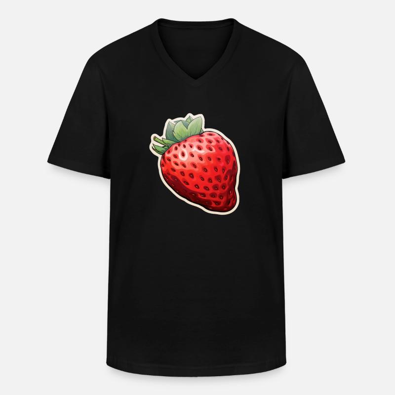 Erdbeere - Männer-T-Shirt mit V-Ausschnitt - Schwarz