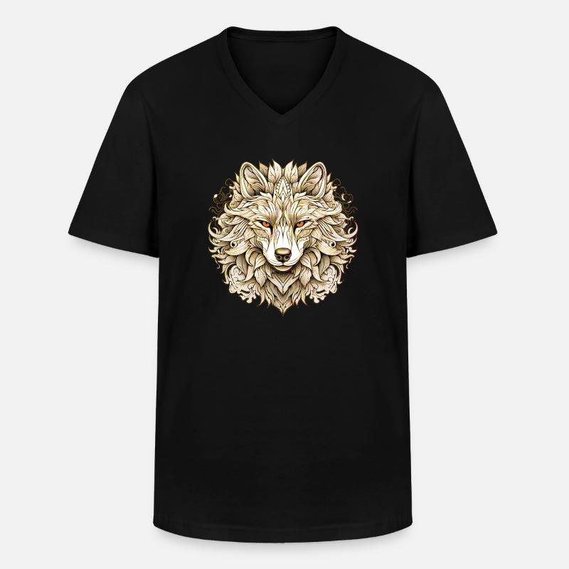 Goldener Wolf - Männer-T-Shirt mit V-Ausschnitt - Schwarz