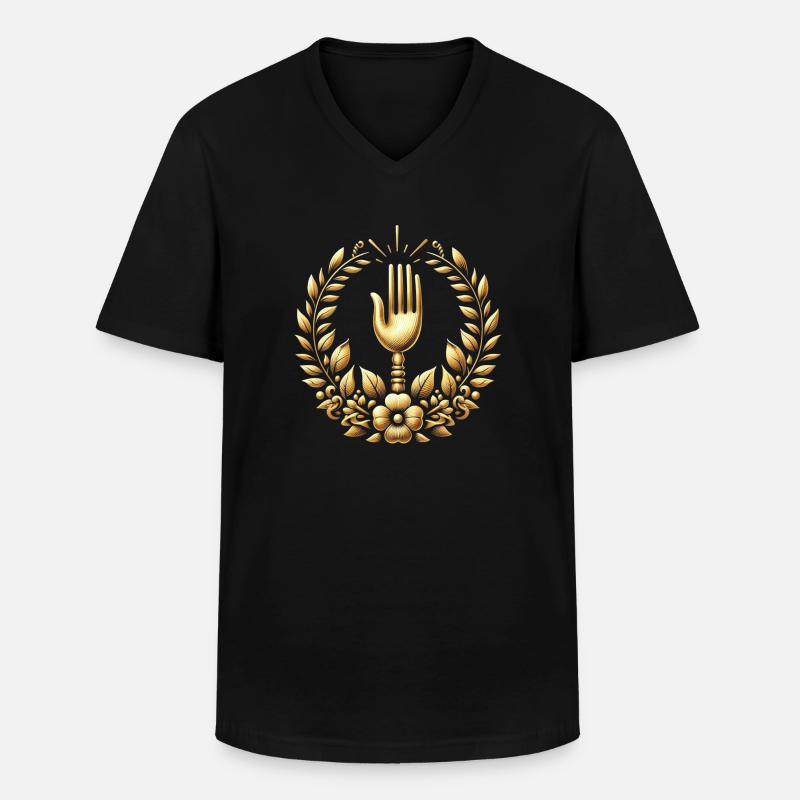 Gourmet Gabel Logo - Männer-T-Shirt mit V-Ausschnitt - Schwarz