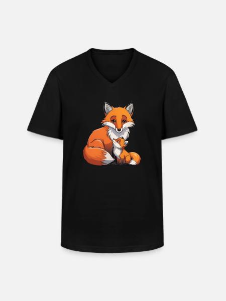 Fuchs Mama und Fuchs Baby - Men's V-Neck T-Shirt - black
