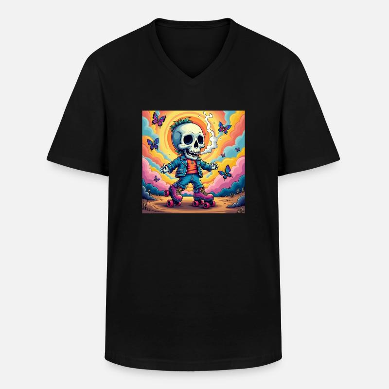 Skull Limited - Männer-T-Shirt mit V-Ausschnitt - Schwarz