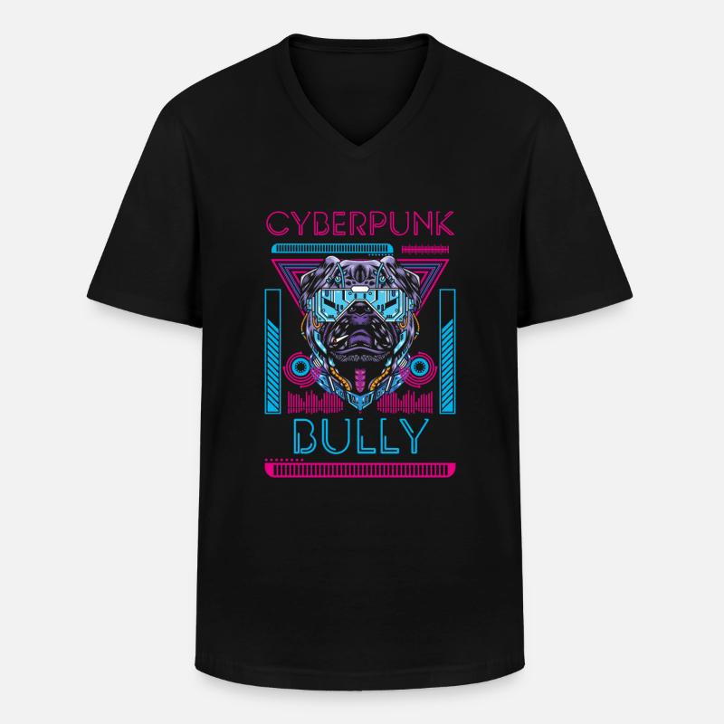 Cyborg Android Neon - Männer-T-Shirt mit V-Ausschnitt - Schwarz