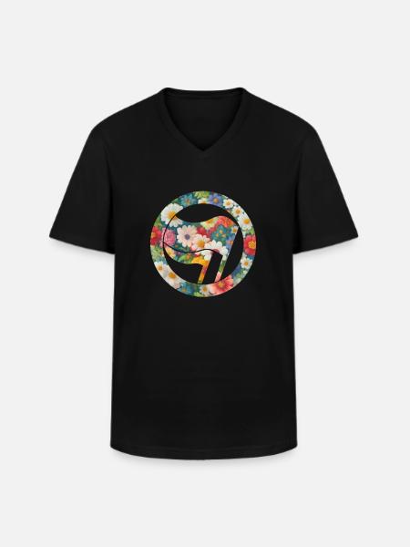 Antifa und Blumen - Männer-T-Shirt mit V-Ausschnitt - Schwarz