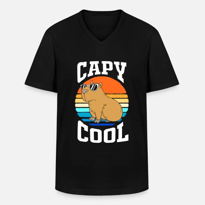 Capibara Capybara - Männer-T-Shirt mit V-Ausschnitt - Schwarz