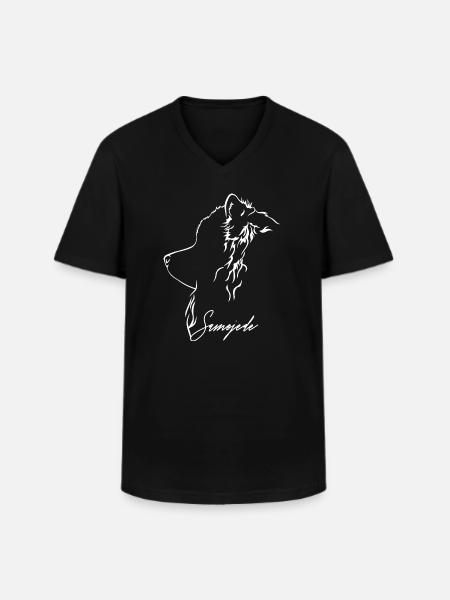 SAMOJEDE Profile Dogs Dog Wilsigns - Men's V-Neck T-Shirt - black