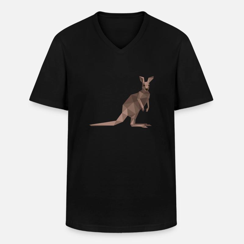 Känguruh Origamy / Polygon - Männer-T-Shirt mit V-Ausschnitt - Schwarz