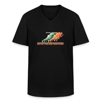 Laufen Leichtathletik Läufertraining - Männer-T-Shirt mit V-Ausschnitt - Schwarz - Vorne - AI Model Male 178 dark (178cm)