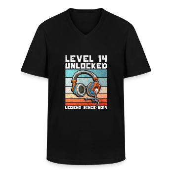 14. Geburtstag 14 Jahre Gamer Level 14 Complete - Männer-T-Shirt mit V-Ausschnitt - Schwarz - Vorne - AI Model Male 178 dark (178cm)