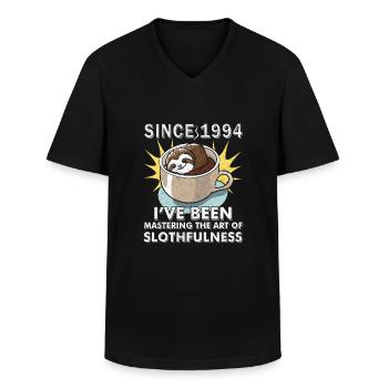 Sloth Year of Birth 1994 Birthday Vintage - Men's V-Neck T-Shirt - black - Front - AI Model Male 178 dark (178cm)