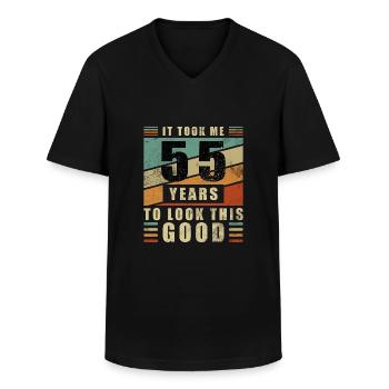 55. Geburtstag 55 Jahre 55 Jahrestag 55. Jubiläum - Männer-T-Shirt mit V-Ausschnitt - Schwarz - Vorne - AI Model Male 178 dark (178cm)