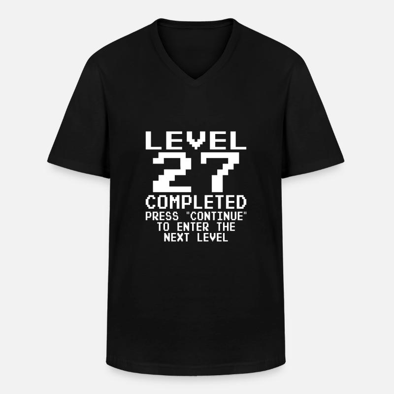 Level 27 Completed - Männer-T-Shirt mit V-Ausschnitt - Schwarz