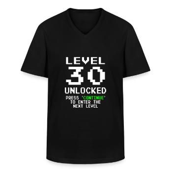 30e anniversaire Niveau 30 débloqué - T-shirt col V Homme - noir - Devant - AI Model Male 178 dark (178cm)