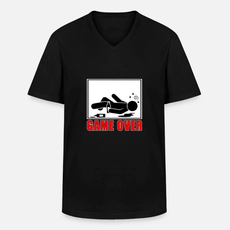 game over - Männer-T-Shirt mit V-Ausschnitt - Schwarz