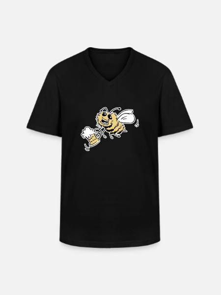 Bee with beer - Men's V-Neck T-Shirt - black