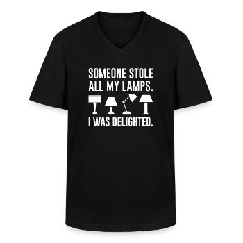 Someone Stole All My Lamps - Men's V-Neck T-Shirt - black - Front - AI Model Male 178 dark (178cm)