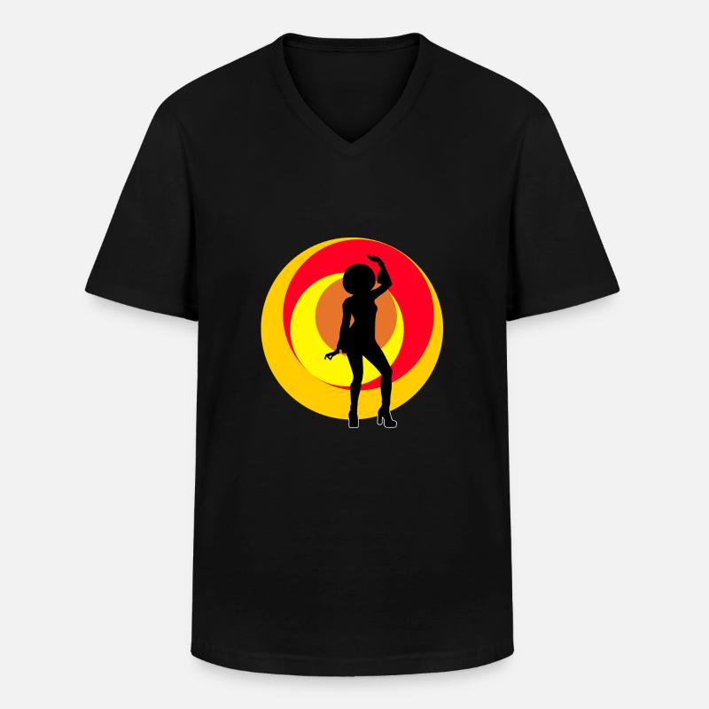 Disco Mädchen - Männer-T-Shirt mit V-Ausschnitt - Schwarz