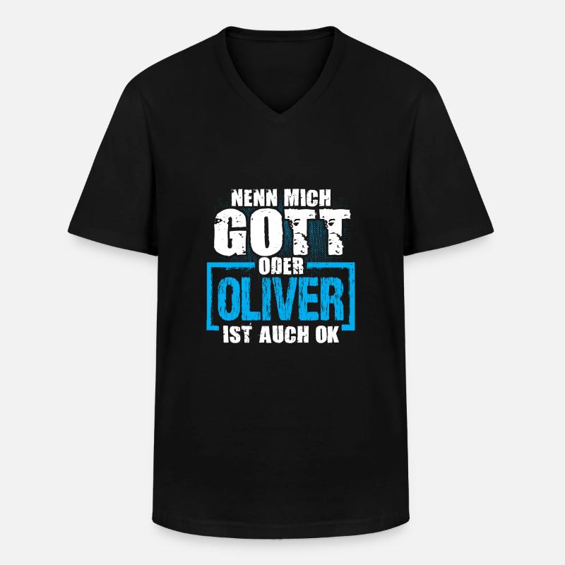 OLIVER - ok - Männer-T-Shirt mit V-Ausschnitt - Schwarz