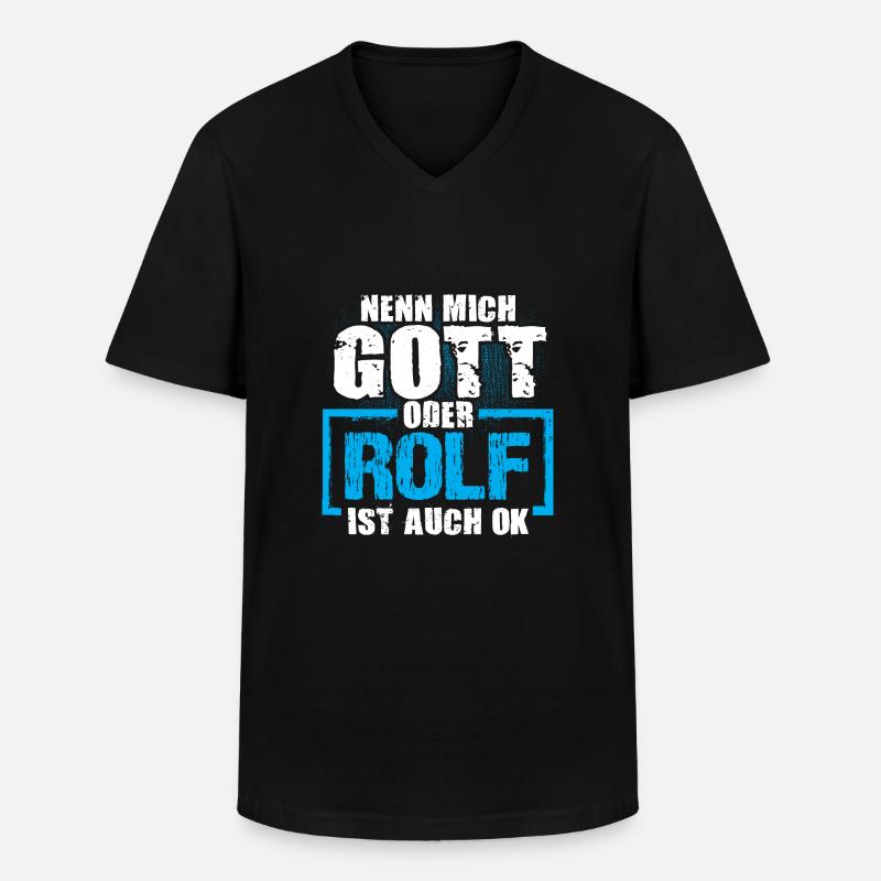 ROLF - ok - Männer-T-Shirt mit V-Ausschnitt - Schwarz
