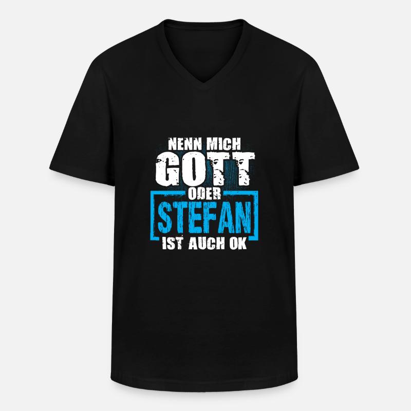 STEFAN - ok - Männer-T-Shirt mit V-Ausschnitt - Schwarz
