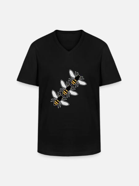 flying bees - Men's V-Neck T-Shirt - black